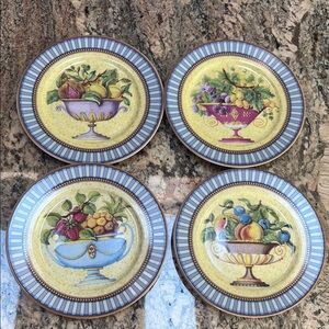 Set of 4 Porcelain 1855 Limoges Renaissance collection plates 7.75” dessert